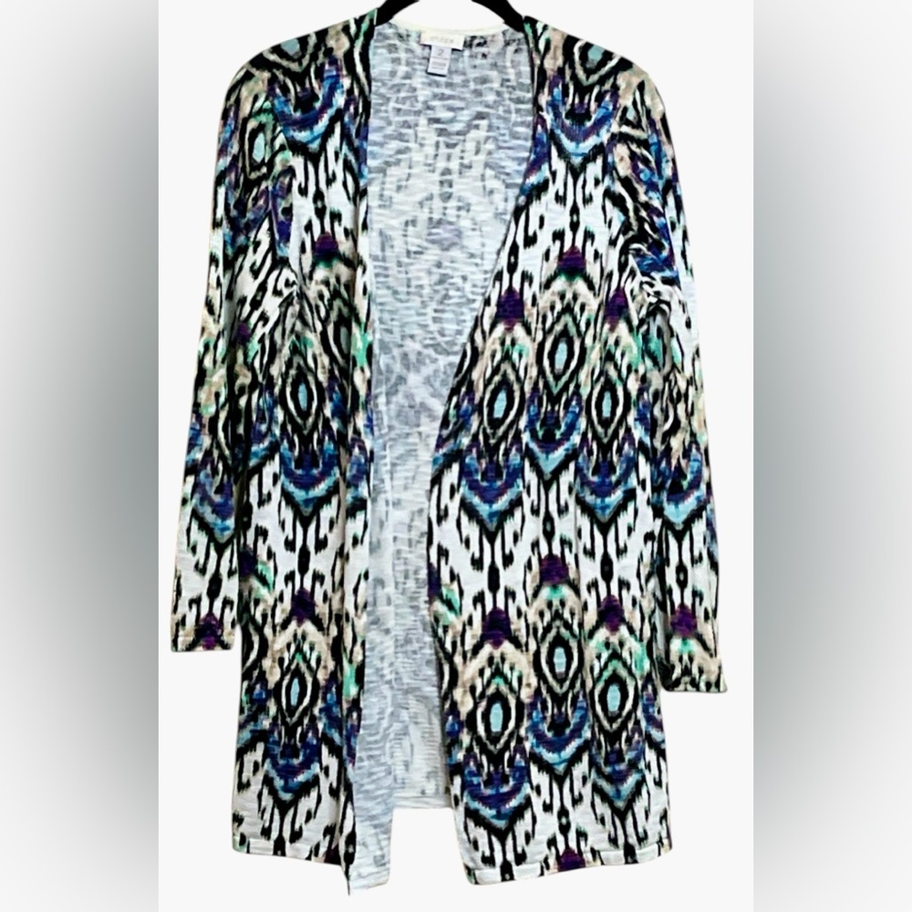 Chicos Women’s Lightweight Patterned Open Front D… - image 1